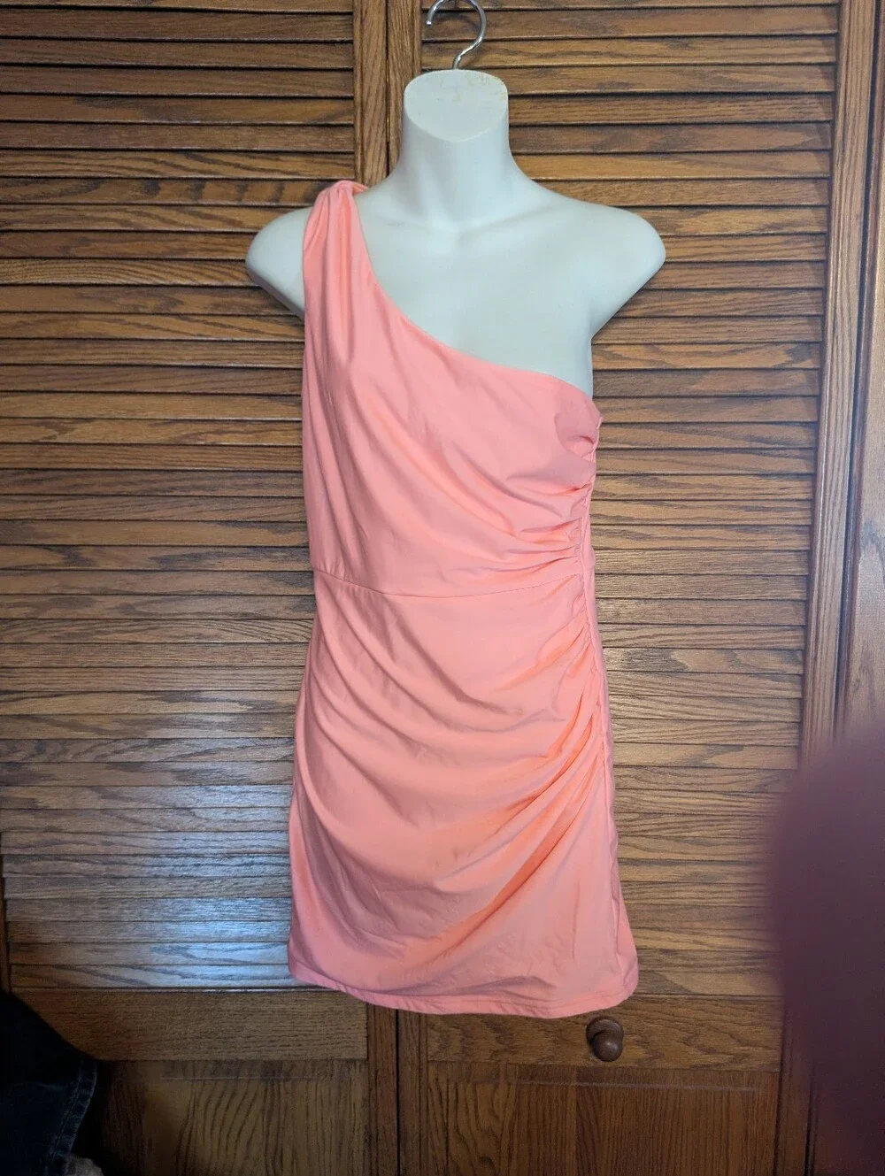 Lulu's Mini Bodycon Dress One Shoulder Peach Size Medium